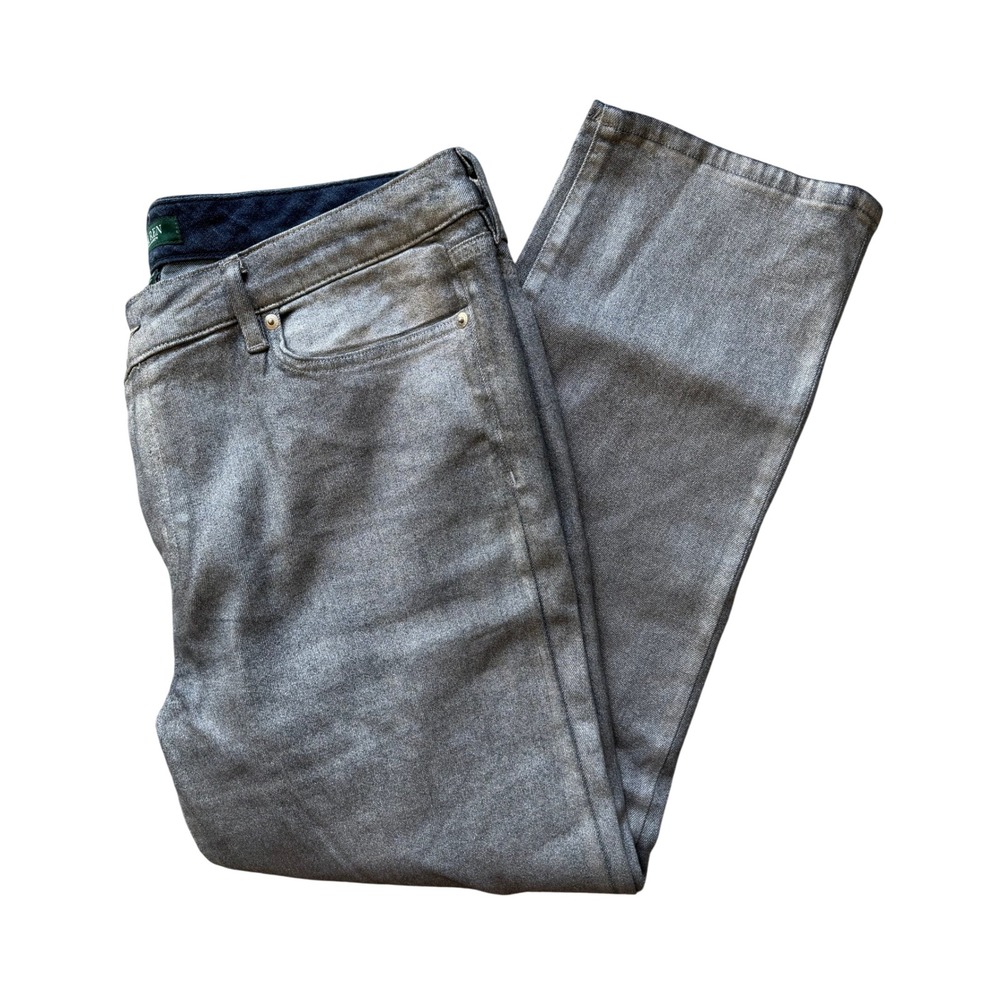 Lauren Ralph Lauren Women Metallic Silver Straight Leg Jeans Plus Size 16W 16+